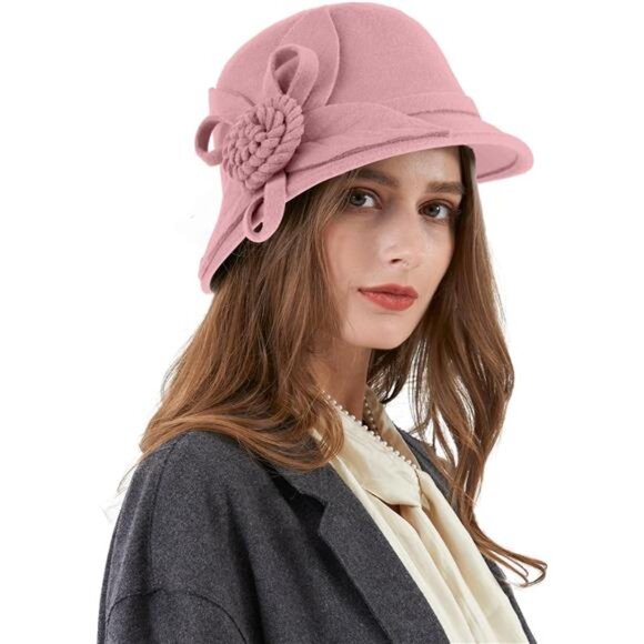 Ladies Wool Felt Bucket Hat Women Vintage Cloche Fedora Winter